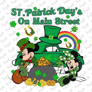 Dia de São Patrício na Main Street Png, Dia de São Patrício do Mouse, Dia de São Patrício, Desenhos de Carros Antigos, Arco-íris Png, Duende, Lucky Vibes
