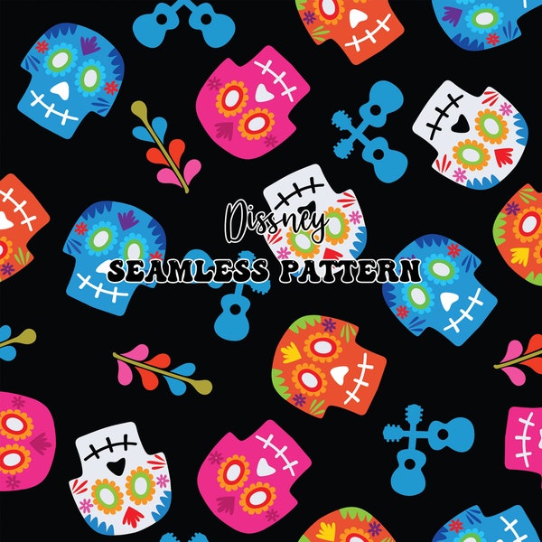 Coco Seamless Pattern, Coco Digital Papers, Mexican Celebration Seamless Design, Fabric Sublimation, Fabric Patterns, Seamless Digital File