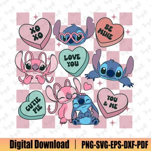 Happy Valentine's Day Svg, Cartoon Characters, Checkered Valentine Svg, Couple Trip Svg, Valentine Svg, Love Svg, Xoxo Svg, Be Mine Svg