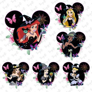 Bundle Halloween princesse png, sorcière princesse png, joyeux Halloween png, ambiance effrayante png, des bonbons ou un sort, royaume magique png, mode vacances png
