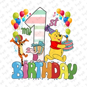 Mijn 1e verjaardag png, Winnie de Poeh verjaardag png, Verjaardag familie png, Pooh van de Verjaardag, Proficiat met je verjaardag, Magisch Koninkrijk, Vacay Mode