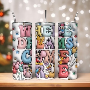 3D nadmuchany kubek z kreskówek Png, Gdzie marzenia się spełniają Tumbler Wrap Png, Mysz i przyjaciel Tumbler Png, 20 uncji chudy Tumbler Wrap