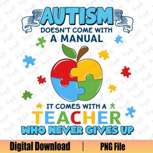 Professeur d'autisme Png, Png du mois de sensibilisation à l'autisme, Png d'appréciation des enseignants, Png de la vie des enseignants, Png de sensibilisation à la neurodiversité, T-shirt de l'autisme