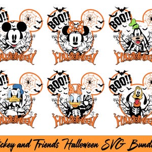 Bundle Halloween Boo Svg, Mouse and Friends Svg, Mouse Head Halloween Svg, Halloween Skeleton Svg, Spooky Season Svg, Trick Or Treat Shirt
