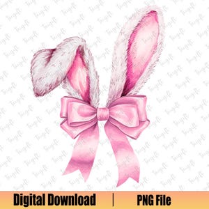 Bunny Coquette Bow Png, Bunny Ears Png, Happy Easter Png, Girls Easter Png, Coquette Easter Png, Spring Time Png, Easter Bunny Png