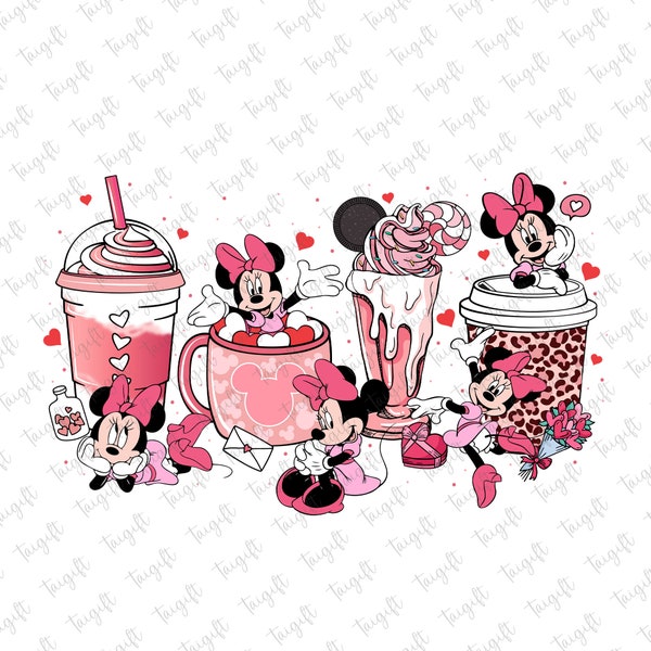 Coffee is My Valentine Png, Valentine Mouse Png, Valentine Chocolate Coffee Png, Mouse Hearts, Mouse Valentine's Day Png,Magical Kingdom Png