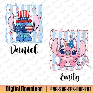 Personalized Boy Girl 4th Of July Kids Svg, Cartoon Characters, Boy Girl America Svg, Patriotic Svg, Red White Blue Svg,Independence Day Svg