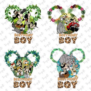 Bundel Animal Kingdom Safari Birthday Boy Png, Happy Birthday Png, muis en vriendreis, familievakantie 2024 Png, avontuur wacht op Safari