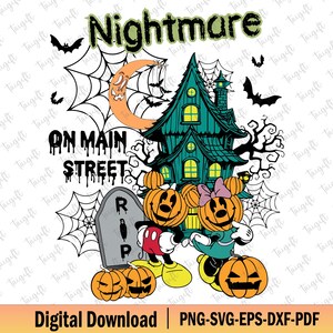 Pesadelo na rua principal Svg, Rato de Halloween e amigos Svg, Temporada assustadora Svg, Travessuras ou gostosuras Svg, Máscara de Halloween Svg, Camisa de Halloween