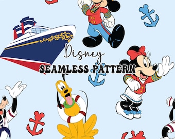 Patrón sin costuras del ratón mágico, papel digital sin costuras de la cabeza del ratón de crucero, patrón sin costuras del ratón retro, Reino Mágico sin costuras, diseño de tela