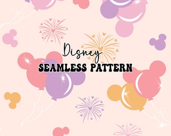 Patrón sin costuras del globo del ratón, papel digital sin costuras del ratón, patrón sin costuras del ratón retro, Magic Kingdom sin costuras, sublimación de diseño de tela