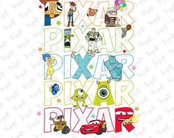 The World of Pixar Png, Family Trip 2024 Png, Cartoon Characters, Friendship Png, Magical Kingdom Png, Family Vaction Png, Vacay Mode Png