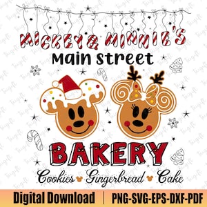 Main Street Bakery Svg, Rato de Natal Gingerbread Svg, Rato e Amigos, Família Natal Svg, Esquadrão de Natal Svg, Camisa de Natal