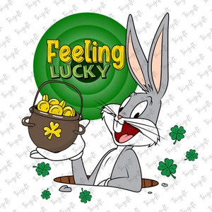 Feeling Lucky Png, Happy St Patrick's Day Png, Rabbit Designs Png, Cartoon Characters Png, Pot of Gold, Irish Day Png, Saint Patrick's Day