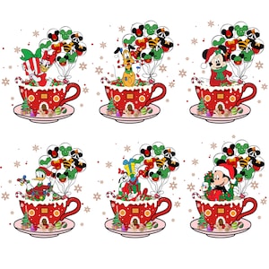 Lot personnage de Noël PNG, Noël souris et amis png, tasse à café de Noël, ballon personnage, escouade de Noël, très joyeux Noël