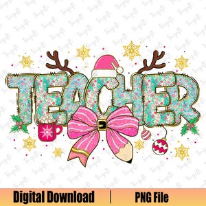 Kerstleraar png, leraar coquette kerstleraar png, potloodcoquette png, kerstmis png, kerstseizoen png, kerstvakantieshirt