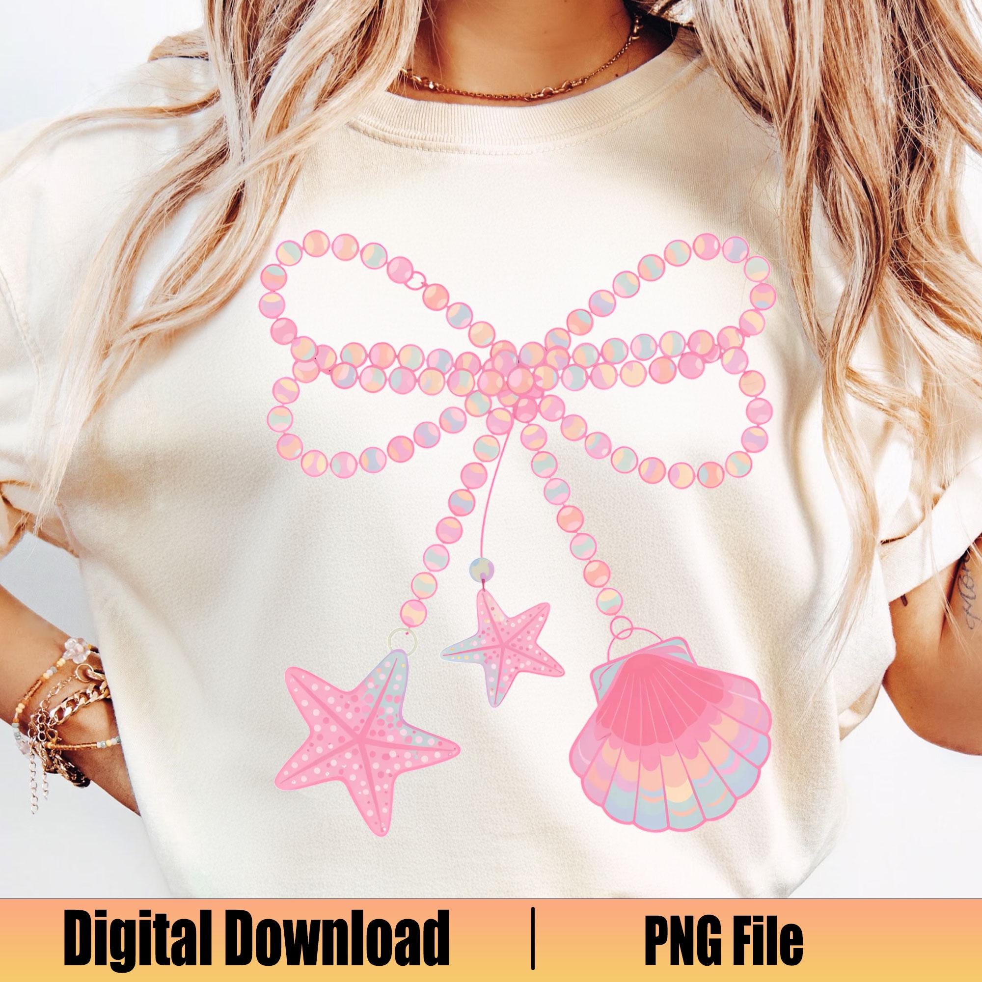 Coquette Clam Pearl Bow Png, Coastal Seashell Starfish Png, Preppy ...