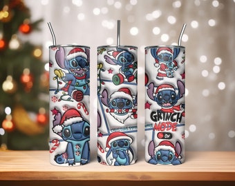 3D Inflated Christmas Tumbler Wrap, Cartoon Christmas Tumbler Wrap, Coffee Christmas Tumbler, Funny Santa Christmas Inflated Tumbler Wrap