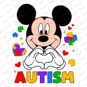 Maus Autismus Puzzleteil svg, Autismus Awareness svg, Maus und Freunde, Autismus Akzeptanz, 2 April svg, Cartoon Autismus svg, Autismus Unterstützung