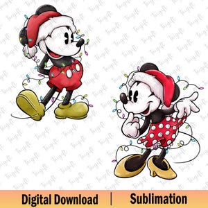 Ratón navideño retro y amigos PNG, Navidad a juego PNG, Feliz Navidad PNG, Vacaciones navideñas PNG, Camiseta navideña a juego para pareja, Regalos