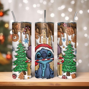 Enveloppement de gobelet de Noël gonflé 3D PNG, enveloppement de gobelet de Noël de dessin animé, gobelet de Noël au café, enveloppement de gobelet maigre de 20 oz, cadeaux de Noël
