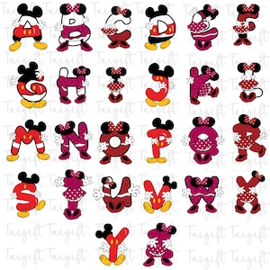 Mouse Alphabet PNG, Cute Character Alphabet PNG Sublimation, Cartoons Letters Png, Doodle Letters, Character Alphabet, Digital Alphabet