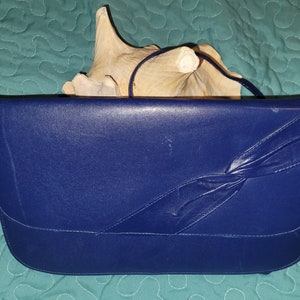 Vintage Brazil made Blue Leather Shoulder Purse Bag