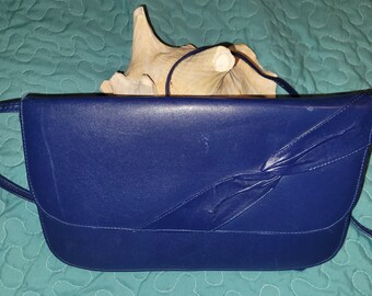 Vintage Brazil made Blue Leather Shoulder Purse Bag