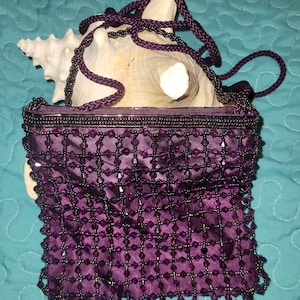 Vintage Beaded Purple Evening Purse Bag
