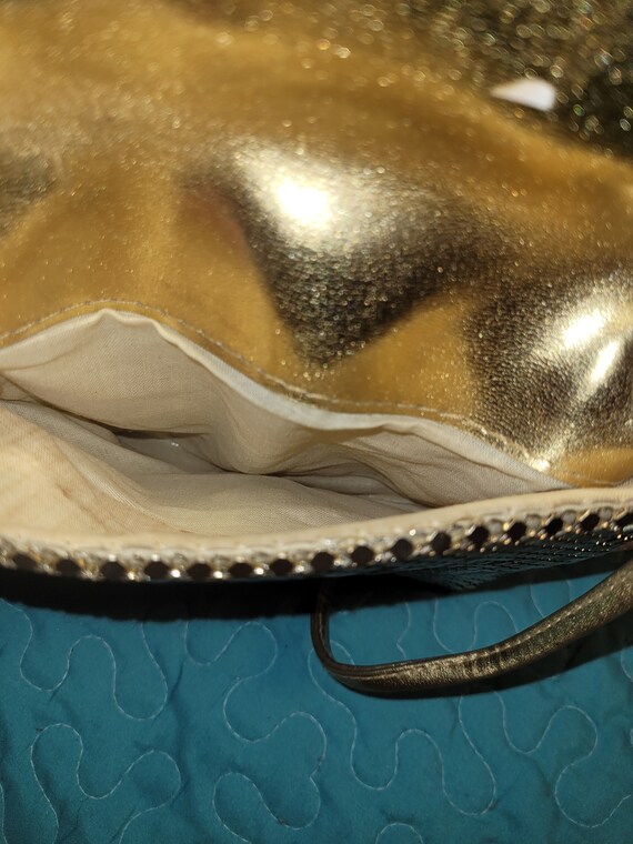 Vintage Gold Mesh Metal Lame Evening Bag Purse - image 3