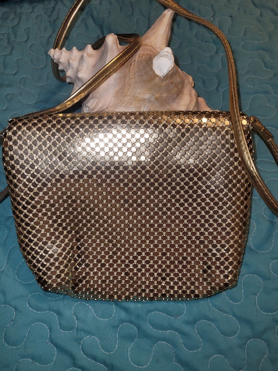 Vintage Gold Mesh Metal Lame Evening Bag Purse - image 2