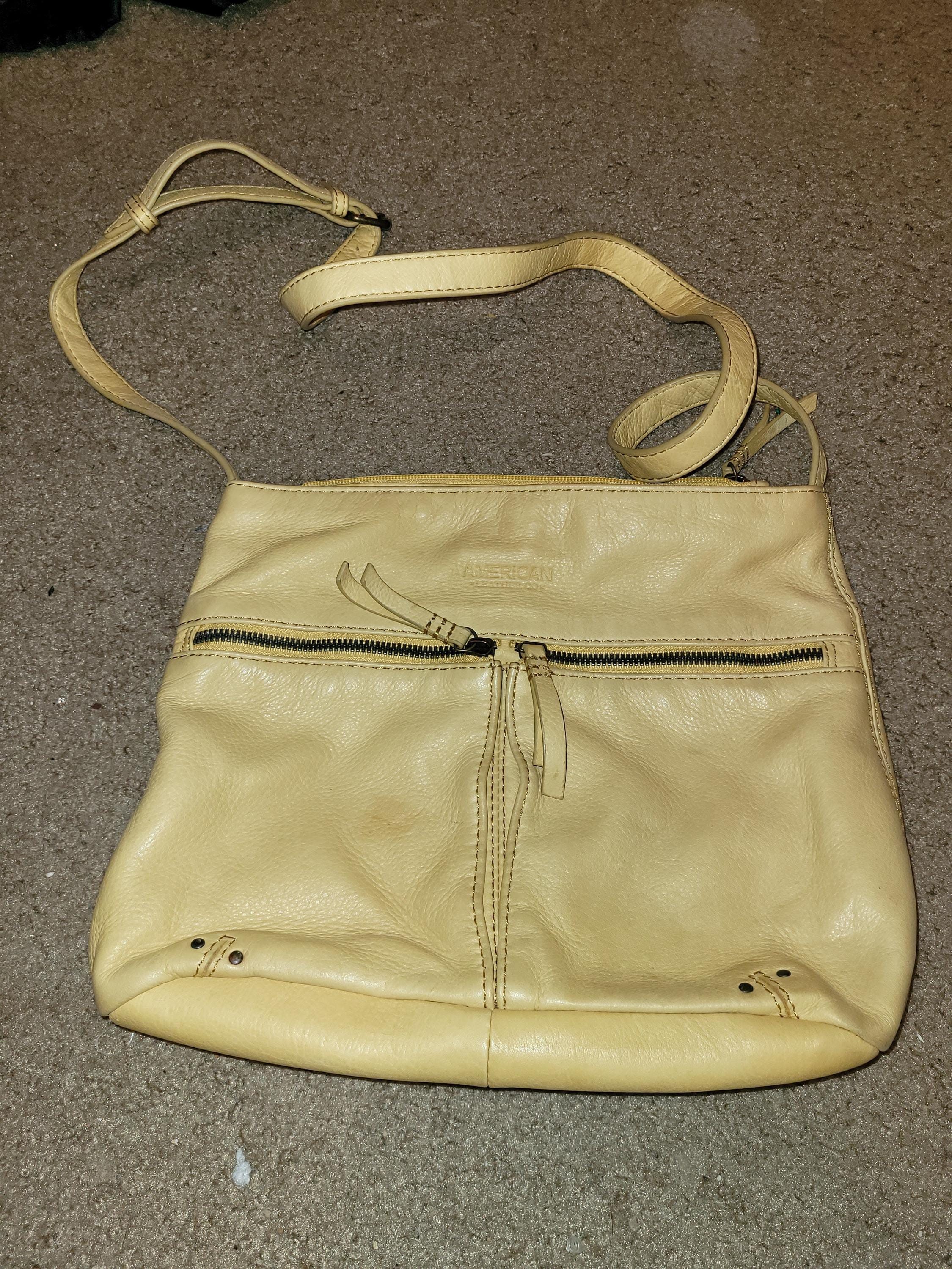 Vintage American Leather Co. Yellow Leather Shoulder Purse  display picture 3