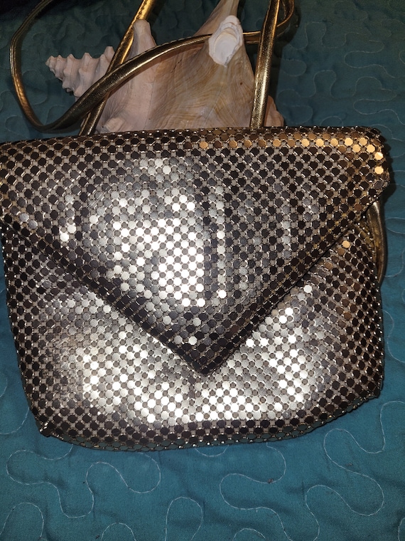 Vintage Gold Mesh Metal Lame Evening Bag Purse - image 4