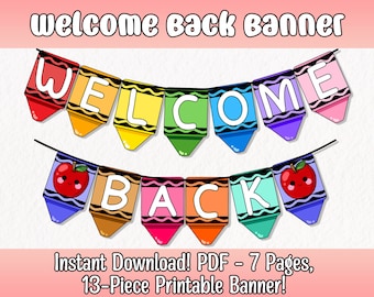 bienvenida Welcome Back Banner vuelta al colegio, decoración aula