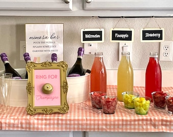 Mimosa Bar Kit – Champagne Flutes, Carafe & Chalkboard Signs | DIY Mimosa Bar for Bridal Shower, Bachelorette, or Brunch