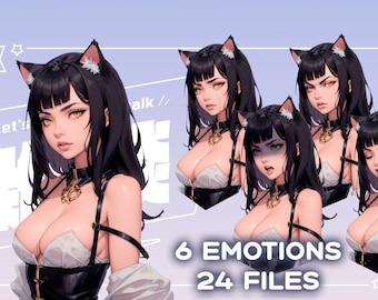 Egypt Cat Girl PNGTuber | Neko Twitch Avatar (6 Emotions)