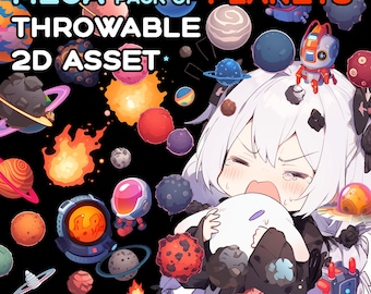 Recursos de streaming arrojadizos de Planets: 44 piezas, decoración para VTuber (descarga digital)