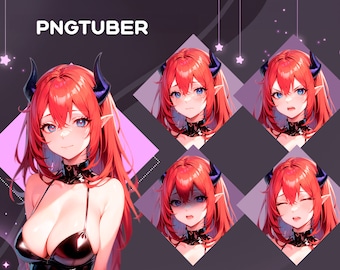 Chica demonio súcubo PNGTuber / Pngtuber femenina / Lista para usar / Avatar de Twitch / 6 emociones/