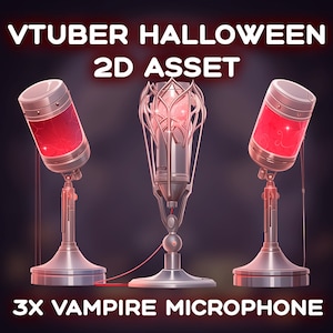 3x Vampire Microphone Vtuber Halloween| Transparent | Spooky | Digital Assets | Digital Download | Stream Decoration