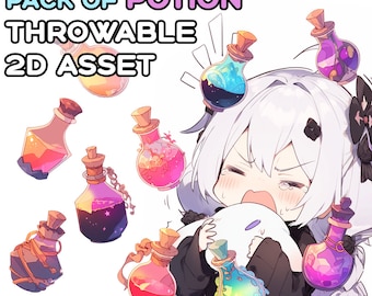 Recursos 2D para lanzar pociones: decoración para transmisiones de Twitch y VTuber (descarga digital)