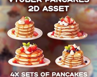 Recurso de VTuber de Pancakes, Decoración transparente para stream de comida (Recursos digitales)