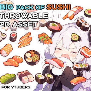 BIG Pack of Sushi Throwable Asset - 33 pcs | Transparent | Asian Food| Digital Assets | Digital Download | Stream Decoration