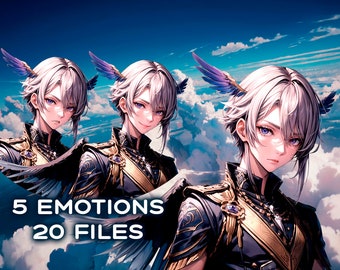 Avatar de Twitch masculino de Aasimar (n.º de tubo de ángel) + fondo adicional