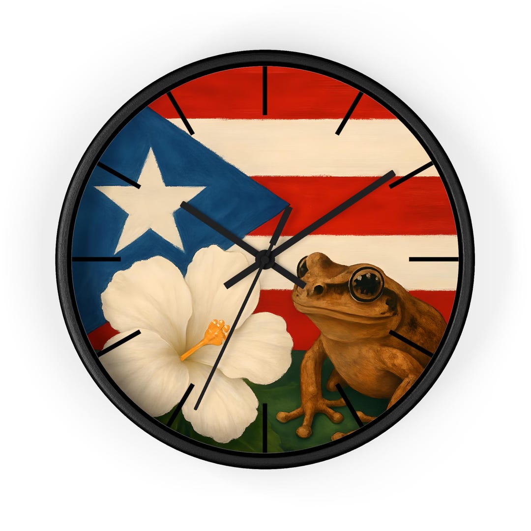 Puerto Rican Flag and Frog Clock – Tropical Nature Wall Art Accent - Etsy