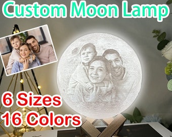 Lampada lunare personalizzata 16 colori Foto personalizzata stampata Luce notturna lunare Lampada da tavolo lunare personalizzata La tua immagine Regali Lampada da comodino Illuminazione