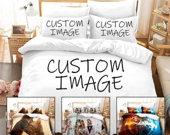 Custom Bedding Set Personalised Duvet Cover Pillow Cases Customize Quilt Comforter Cover Pillowcases Create Your Own Birthday Christmas Gift