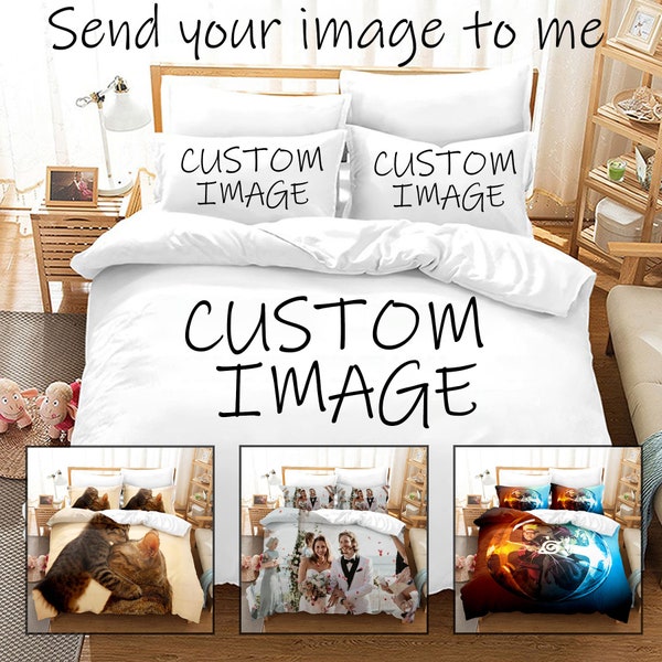 Custom Bedding Set Personalised Duvet Cover Pillow Cases Customize Quilt Comforter Cover Pillowcases Create Your Own Birthday Christmas Gift