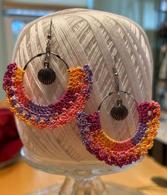 Crochet thread shop earrings