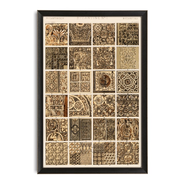 19th Century Decorative Illustration, Byzantine Design, Art Nouveau Designs, Brown and Beige Tiles, Geometric Patterns and Scrolling Poster
