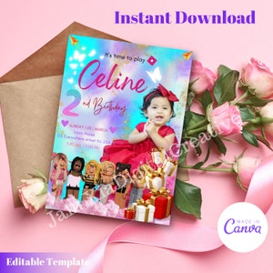 Birthday Invitation, Roblox Invitation, Editable Template, Game Party, Kids Roblox, Roblox Girl, Birthday Invitation Template